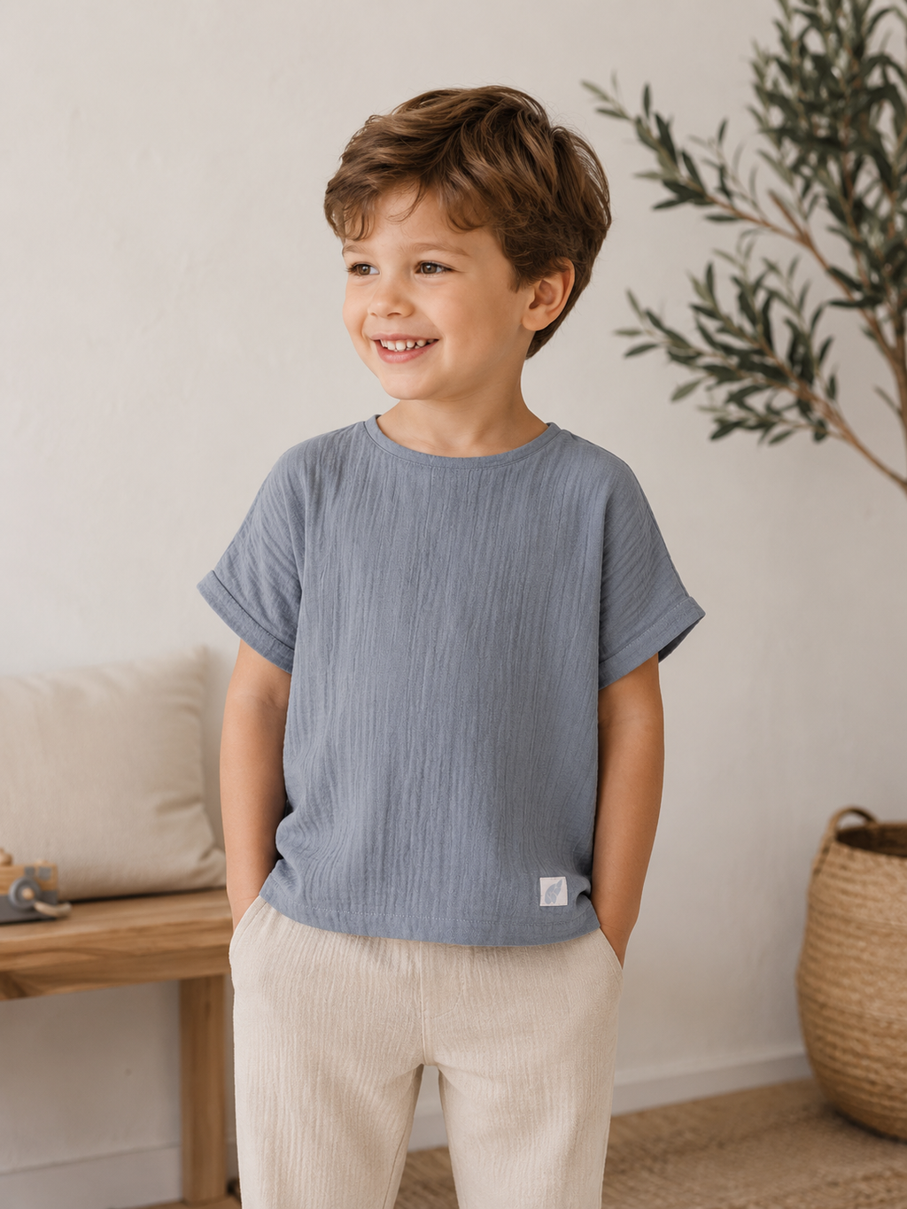 Çocuk Tişörtü | Müslin - Pamuk | Rahat Kesim - Yazlık