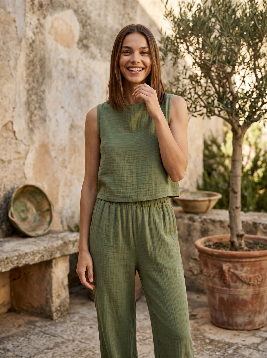 Bol Paça Takımı | Müslin - Pamuk | Çift Kat - Rahat Kesim