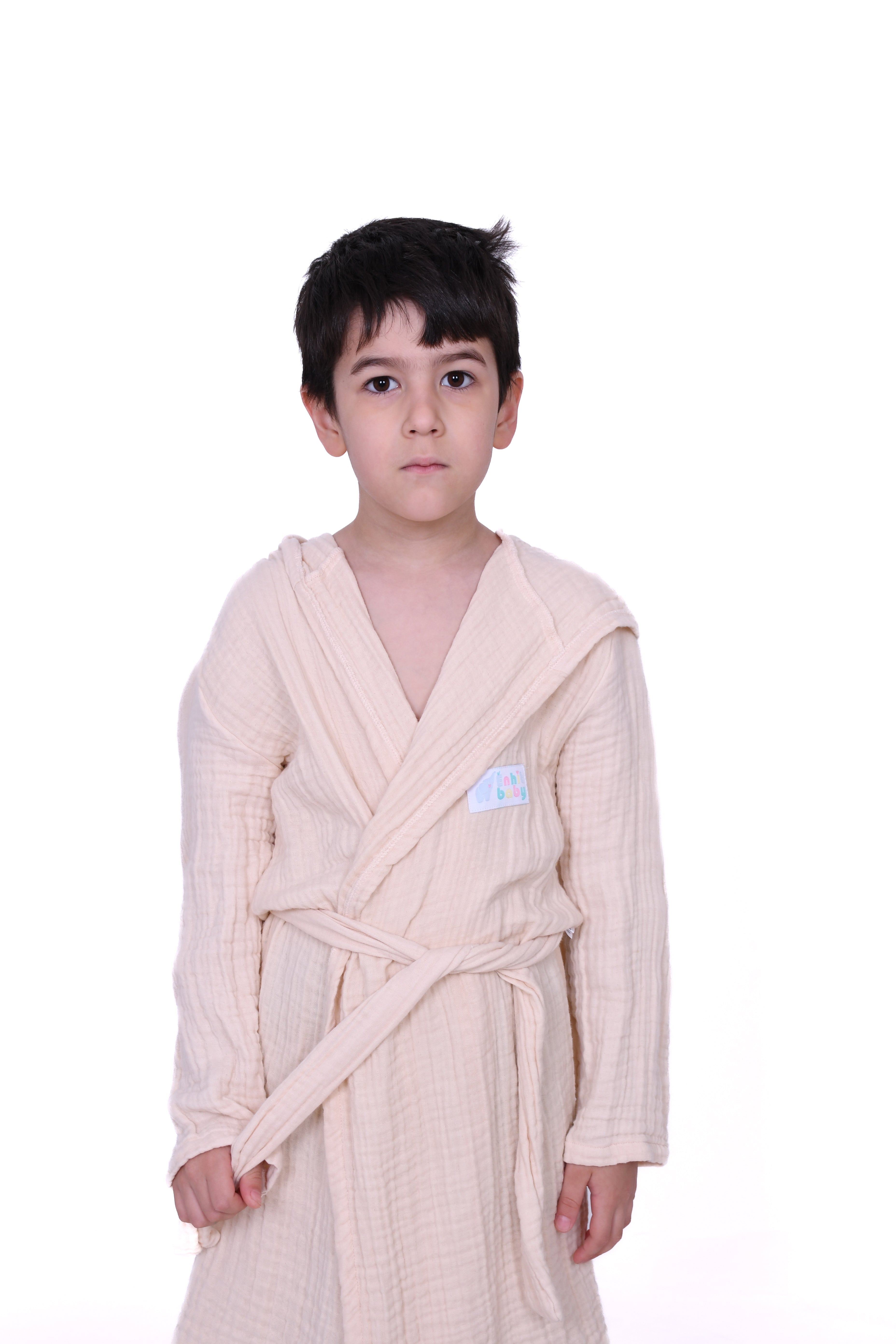 Çocuk Bornozu | Müslin - %100 Pamuk | 4 Katlı - Kapüşonlu
