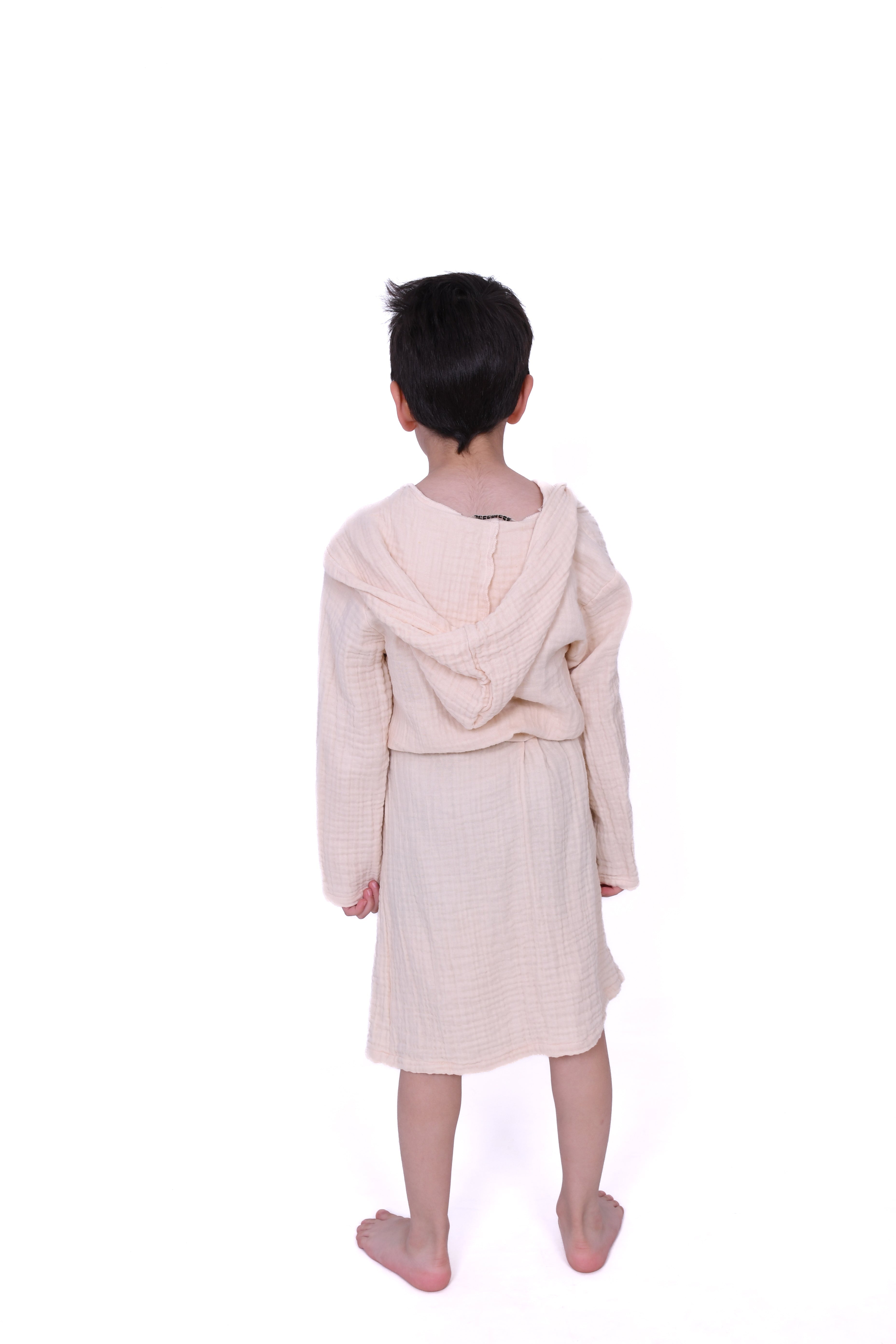 Çocuk Bornozu | Müslin - %100 Pamuk | 4 Katlı - Kapüşonlu