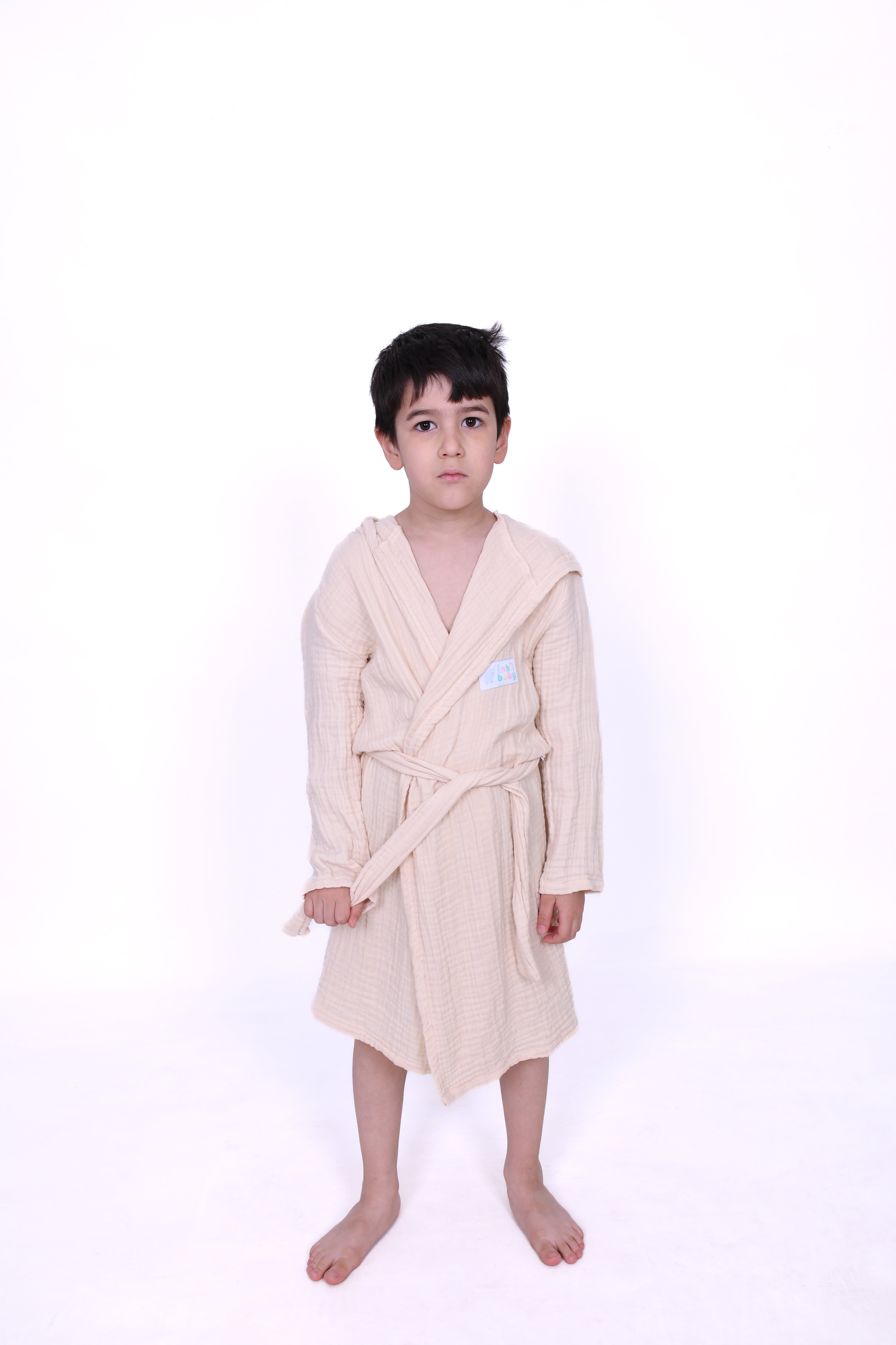 Çocuk Bornozu | Müslin - %100 Pamuk | 4 Katlı - Kapüşonlu