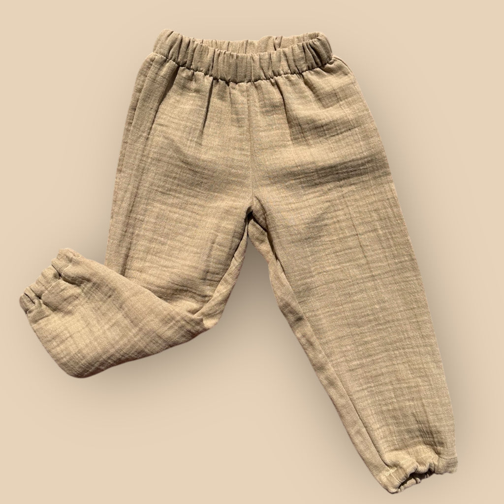 Çift Kat Müslin Lastik Paça Pantolon