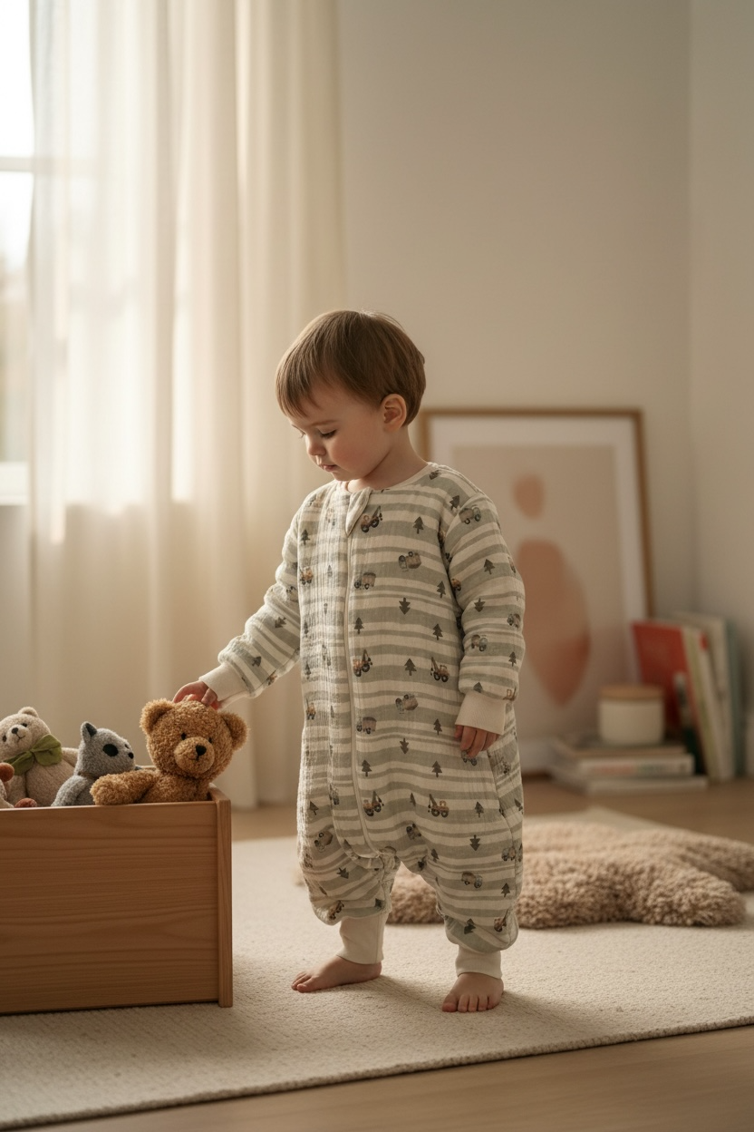 Uyku Tulumu | Müslin - %100 Pamuk | 1.5 TOG - Penye Astarlı